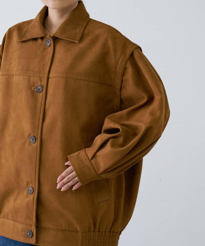 多功能仿麂皮風長款外套