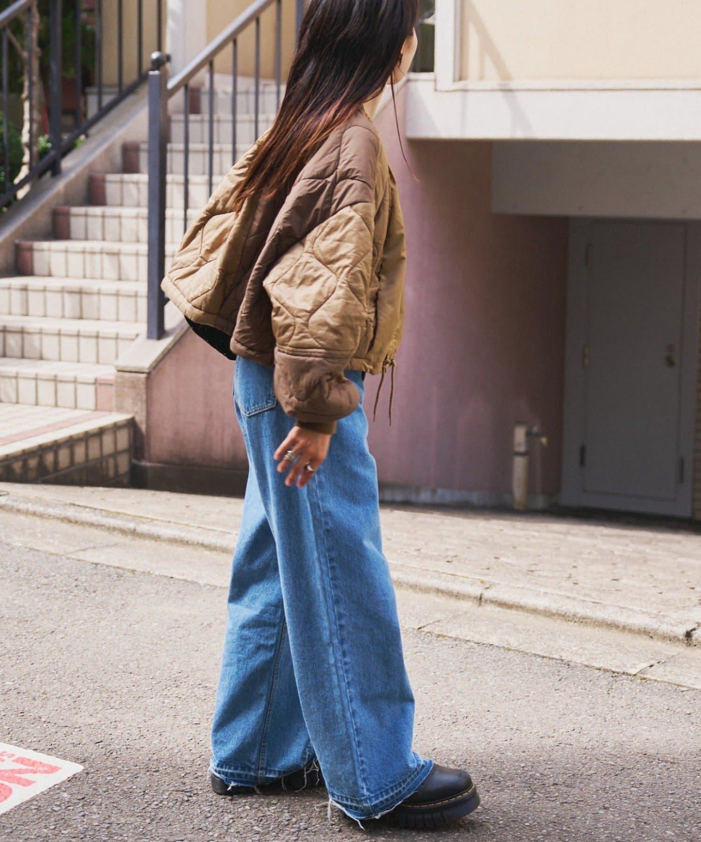 etsinta改良款拼接棉絮繭形夾克