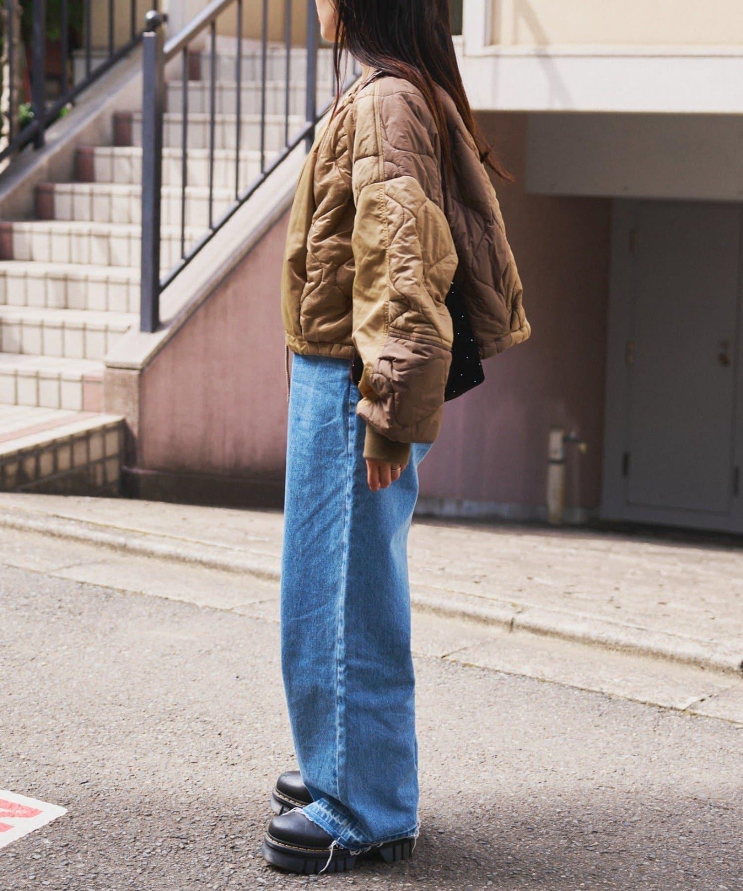 etsinta改良款拼接棉絮繭形夾克