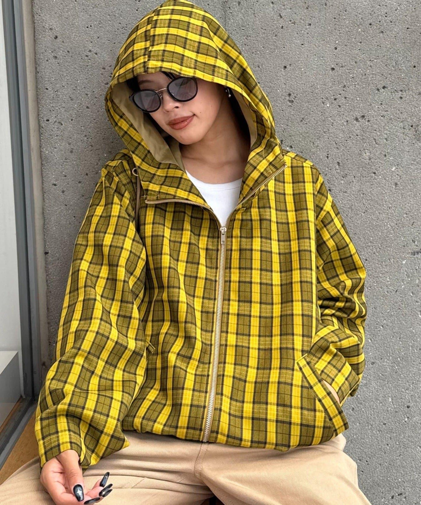 【男女通用】格紋全拉鍊襯衫夾克