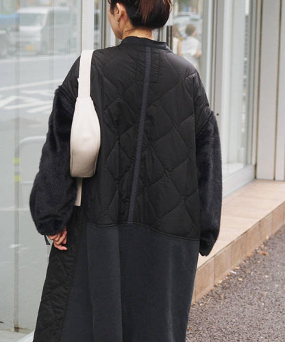etsinta毛皮拼接無領拼接棉服