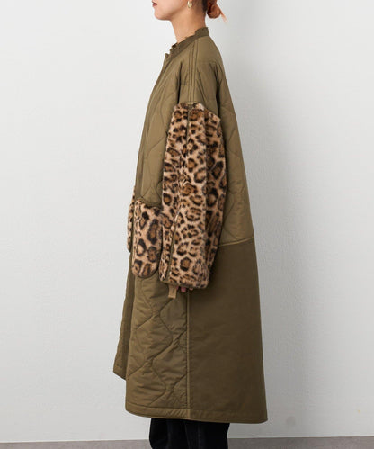 etsinta毛皮拼接無領拼接棉服