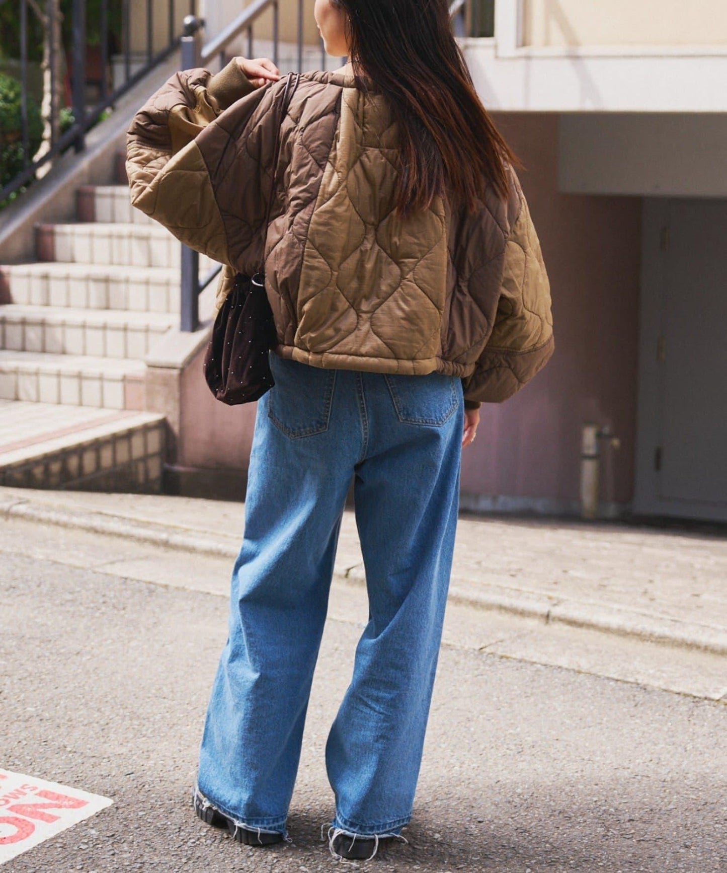 etsinta改良款拼接棉絮繭形夾克