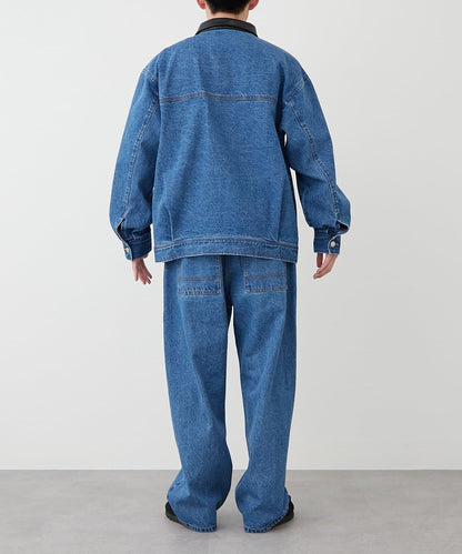 【男士】皮革領西部風牛仔夾克/套裝商品