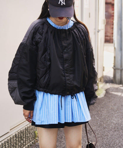 etsinta改良款拼接棉絮繭形夾克