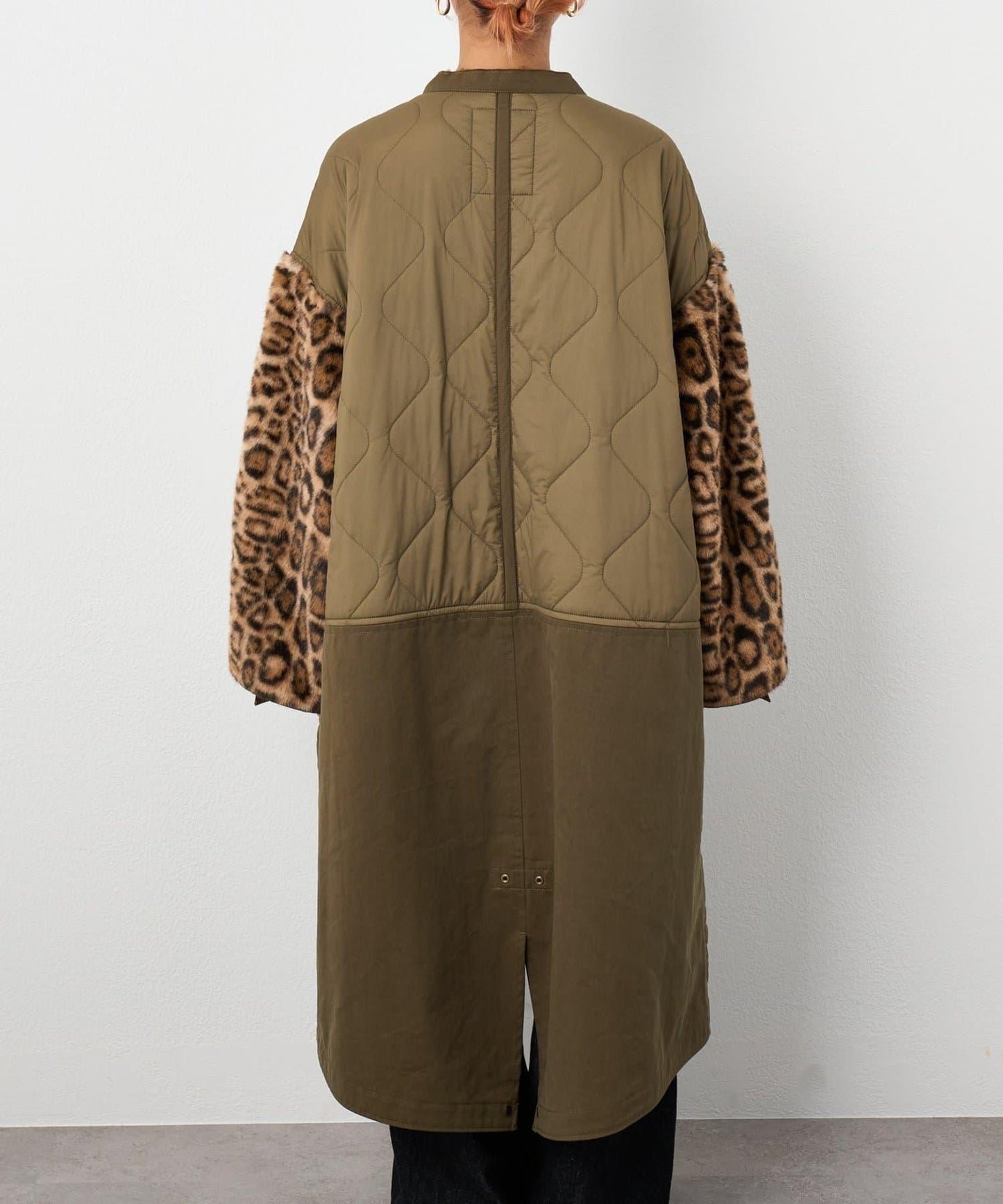 etsinta毛皮拼接無領拼接棉服
