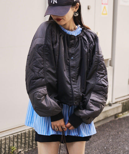 etsinta改良款拼接棉絮繭形夾克