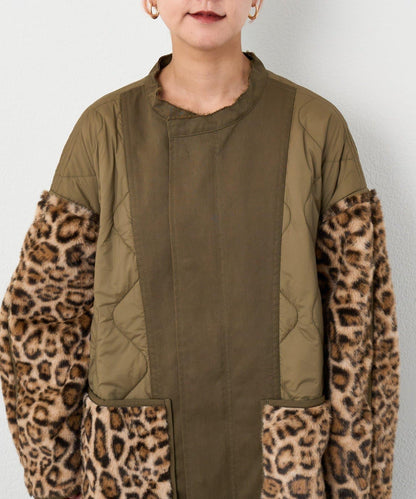 etsinta毛皮拼接無領拼接棉服