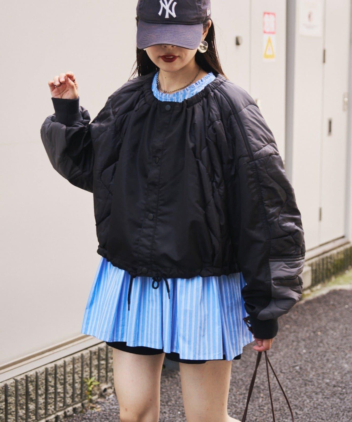 etsinta改良款拼接棉絮繭形夾克