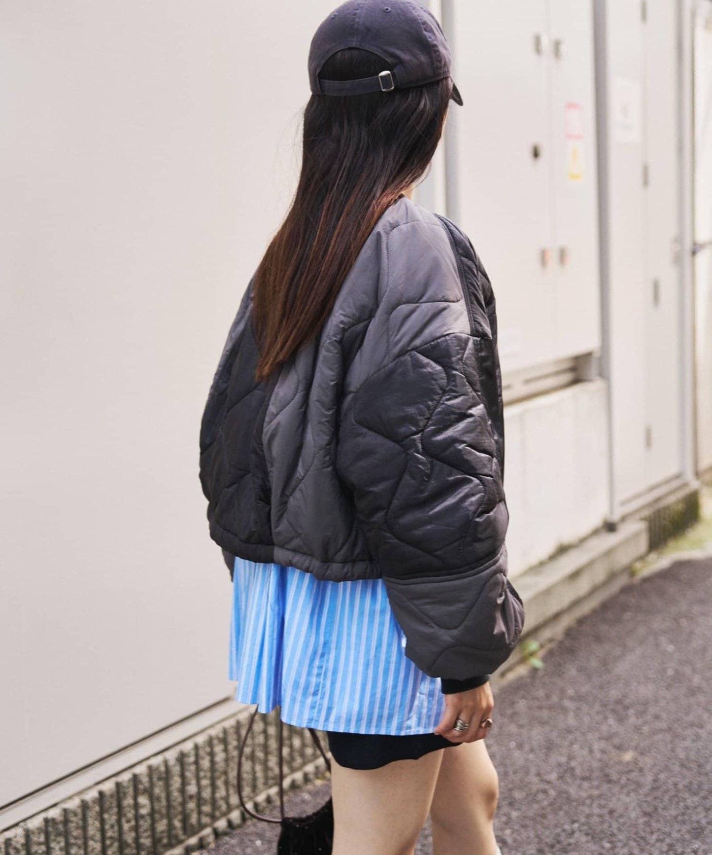 etsinta改良款拼接棉絮繭形夾克