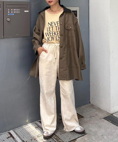 【提升時尚感】絨面綁帶闊腿褲