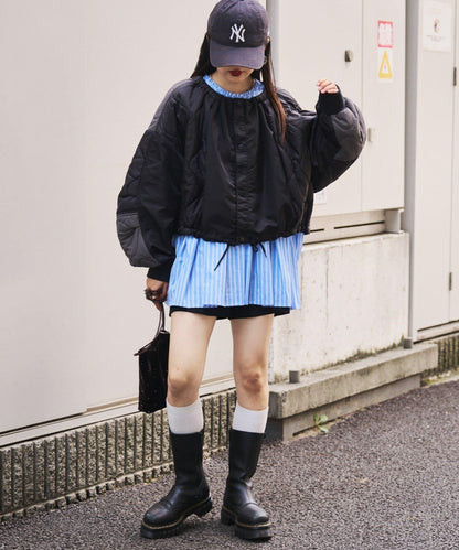 etsinta改良款拼接棉絮繭形夾克