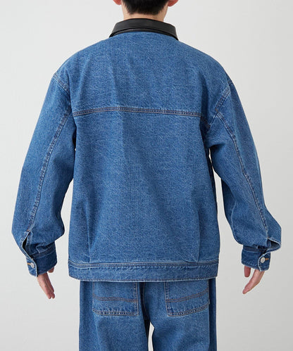 【男士】皮革領西部風牛仔夾克/套裝商品