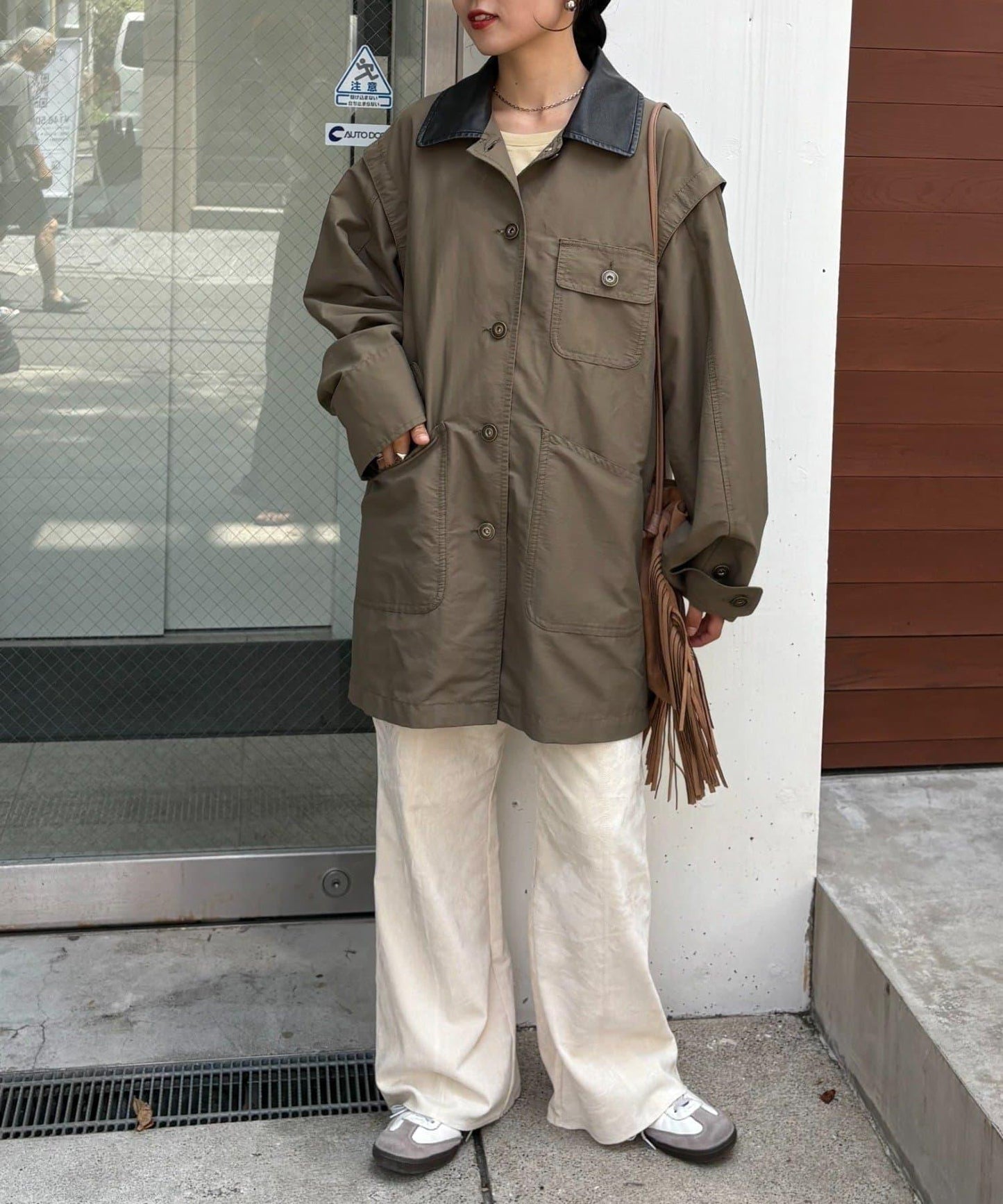 【提升時尚感】絨面綁帶闊腿褲