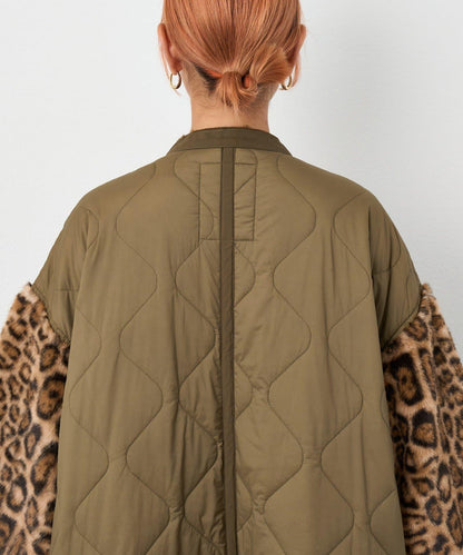 etsinta毛皮拼接無領拼接棉服