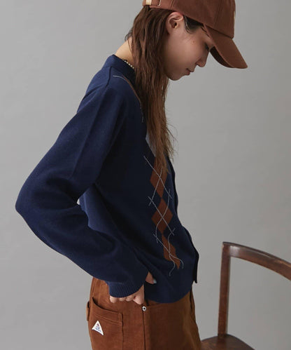 GEVACO菱格紋針織開衫