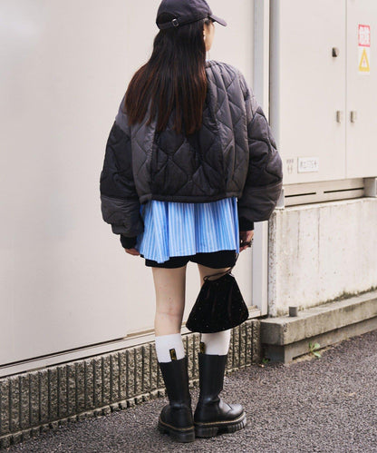 etsinta改良款拼接棉絮繭形夾克