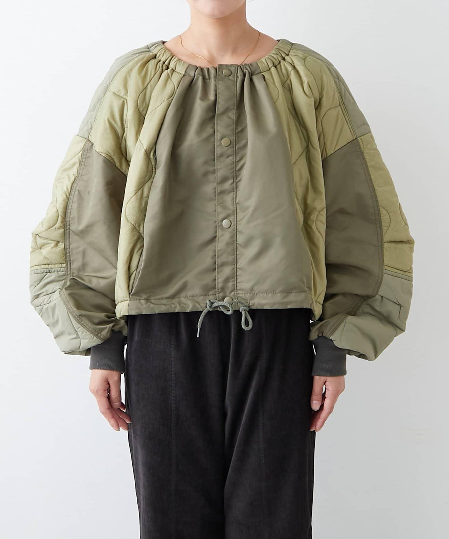 etsinta改良款拼接棉絮繭形夾克