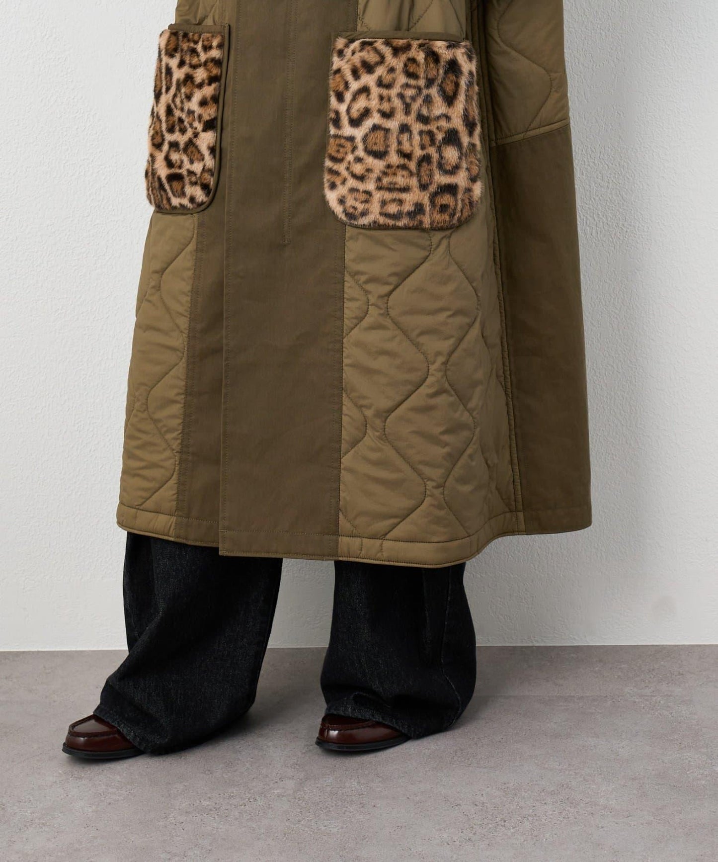 etsinta毛皮拼接無領拼接棉服