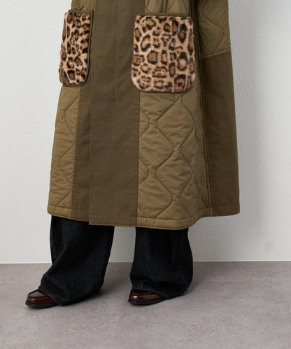 etsinta毛皮拼接無領拼接棉服