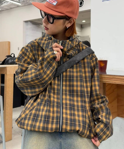 【男女通用】格紋全拉鍊襯衫夾克
