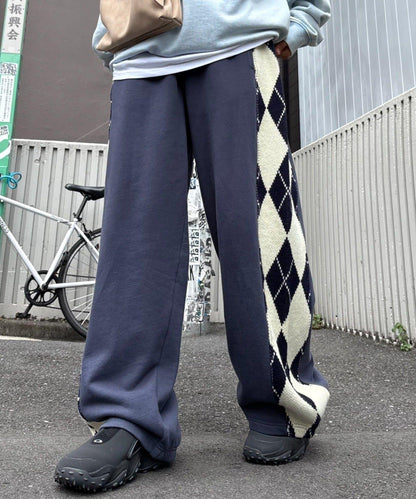 【男女通用】菱格紋針織運動褲