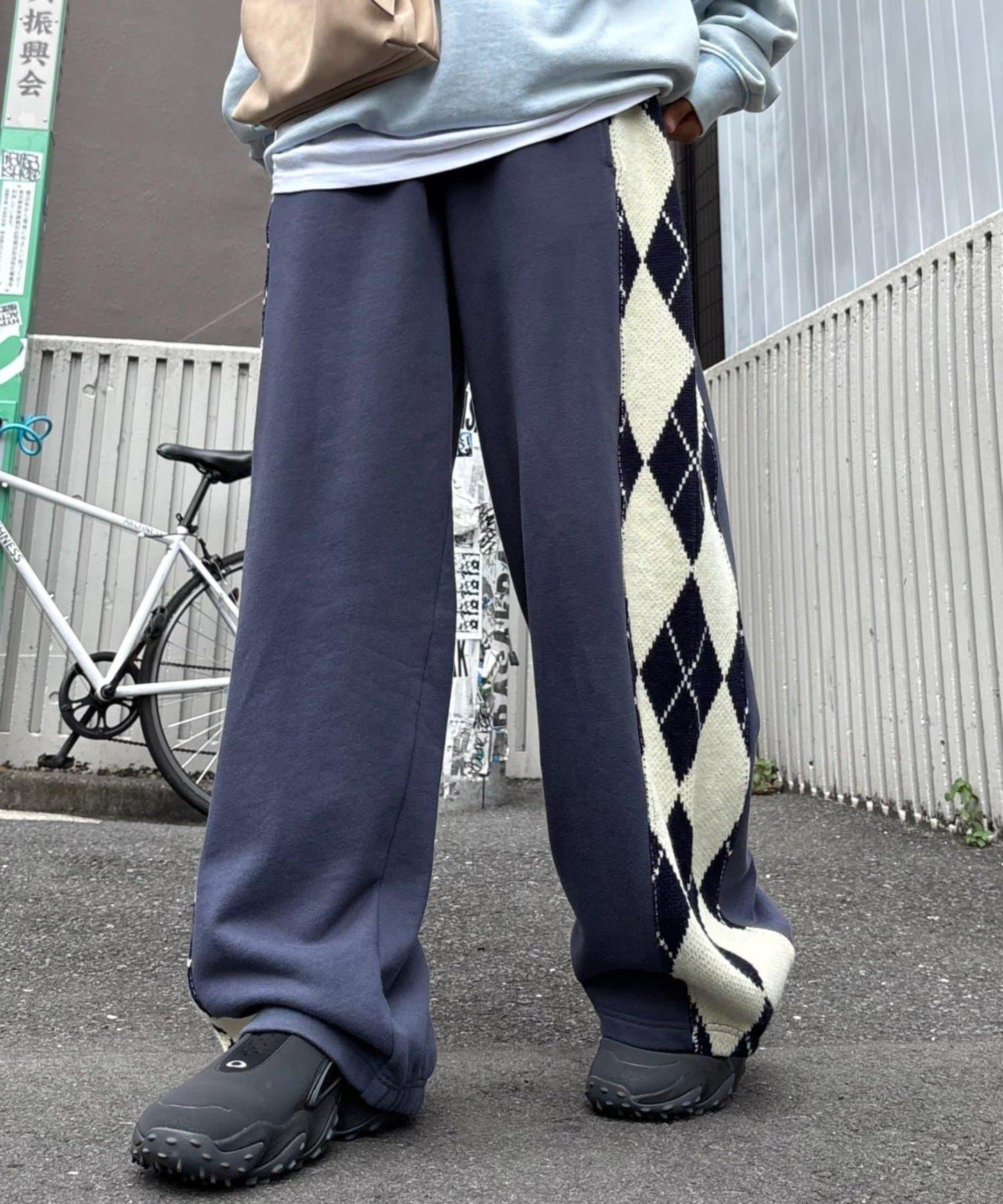 【男女通用】菱格紋針織運動褲