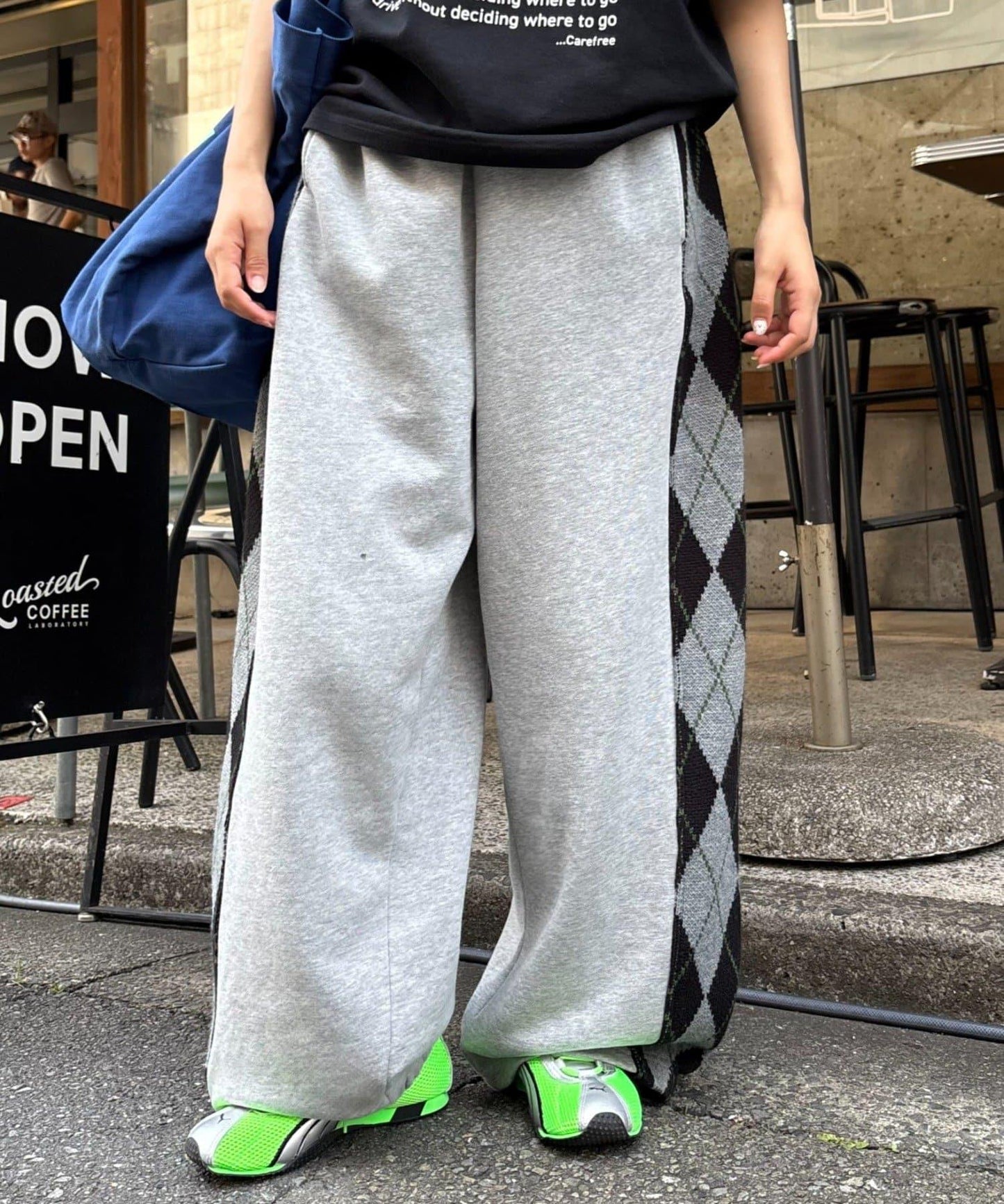 【男女通用】菱格紋針織運動褲