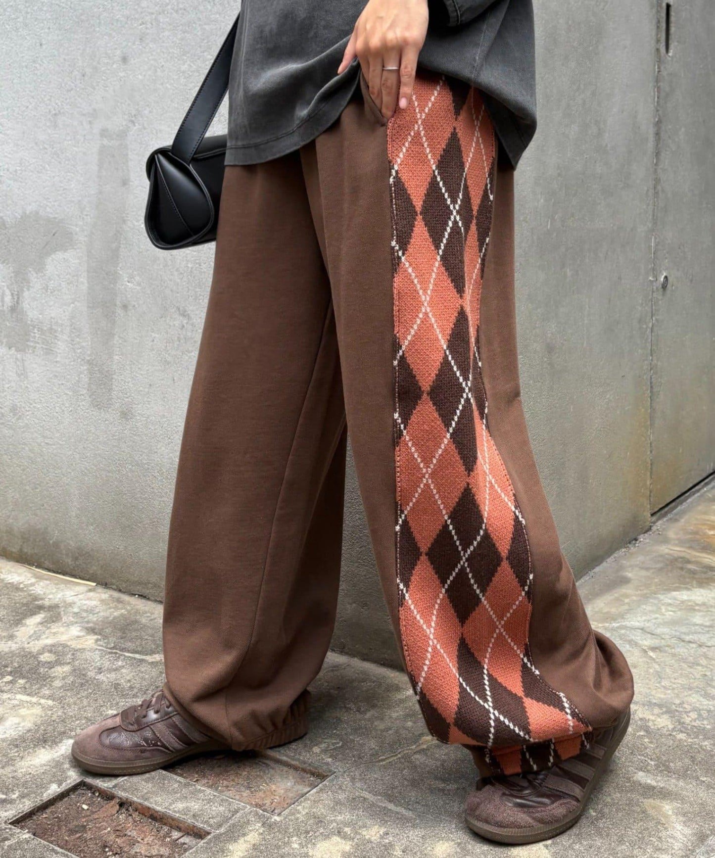 【男女通用】菱格紋針織運動褲