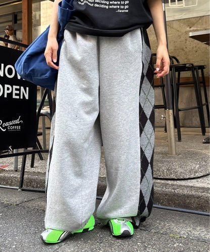 【男女通用】菱格紋針織運動褲