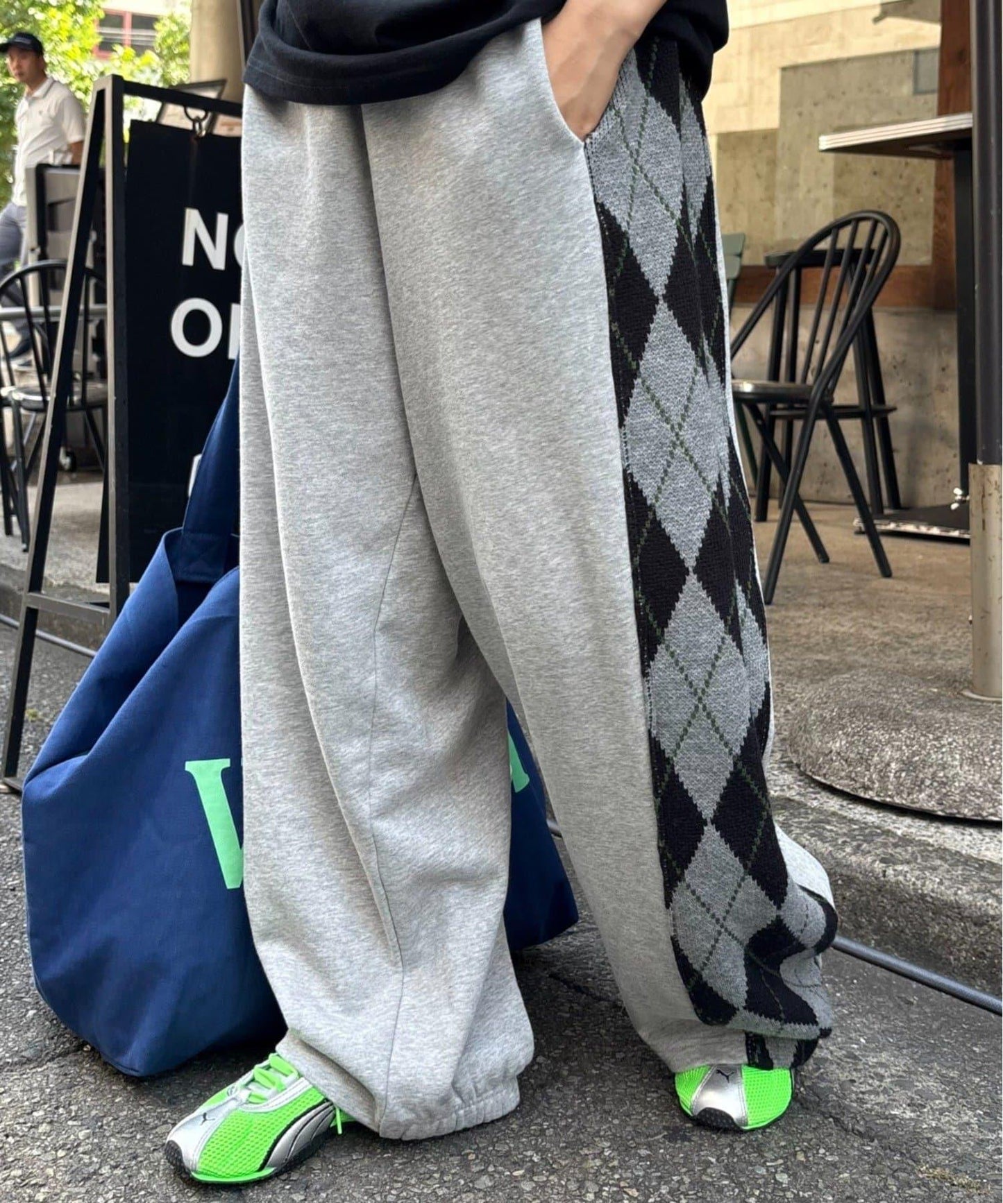 【男女通用】菱格紋針織運動褲