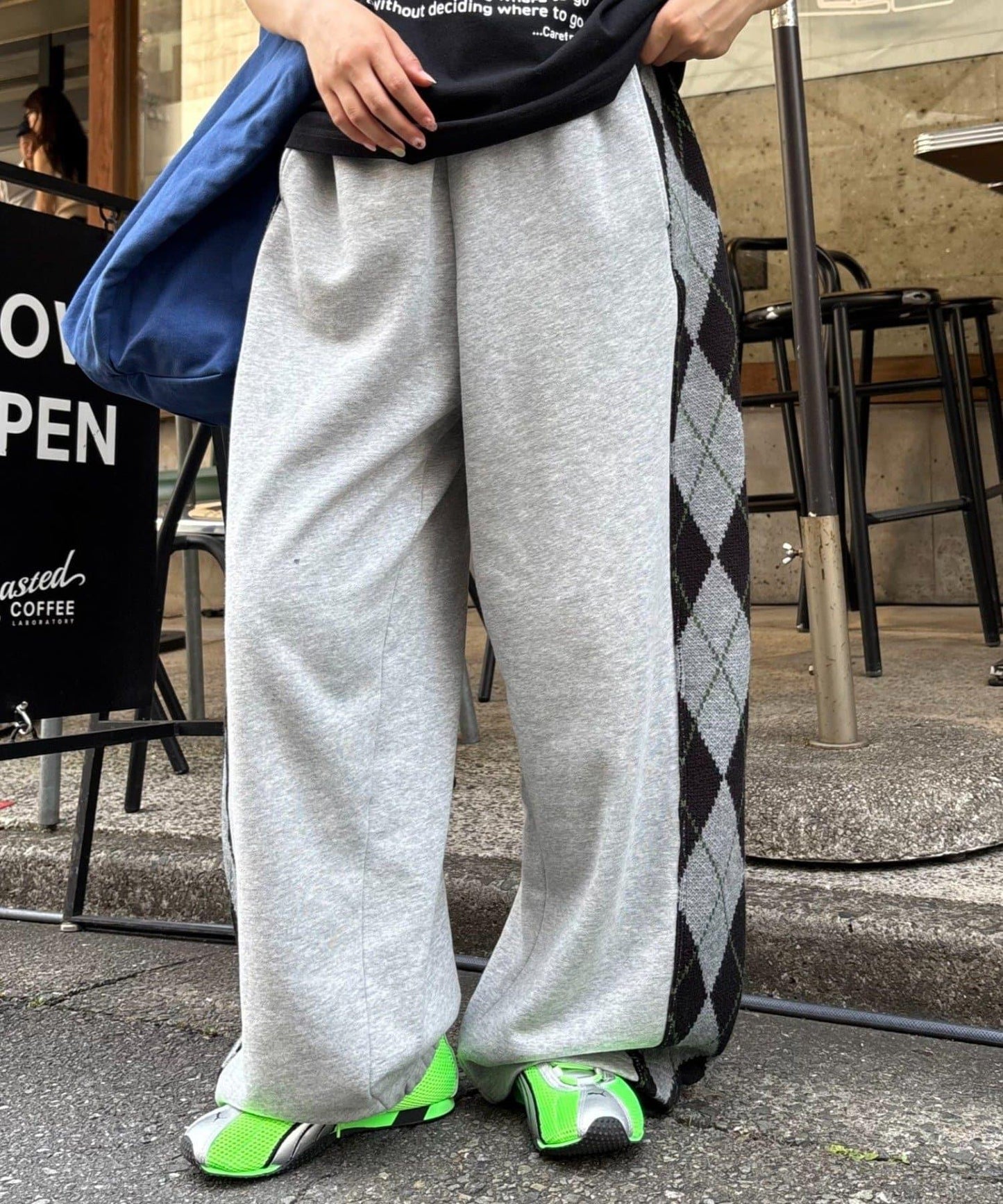 【男女通用】菱格紋針織運動褲