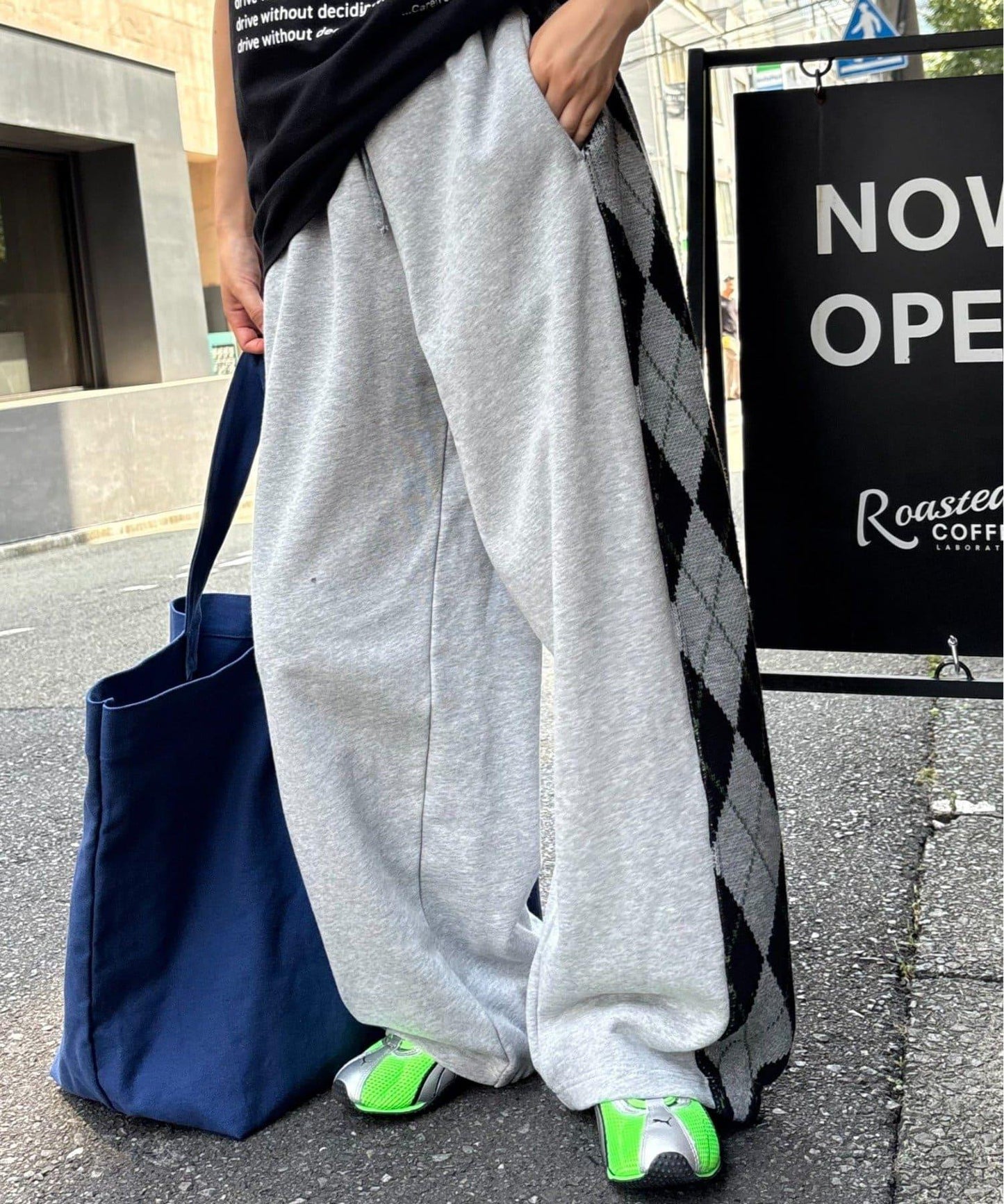 【男女通用】菱格紋針織運動褲