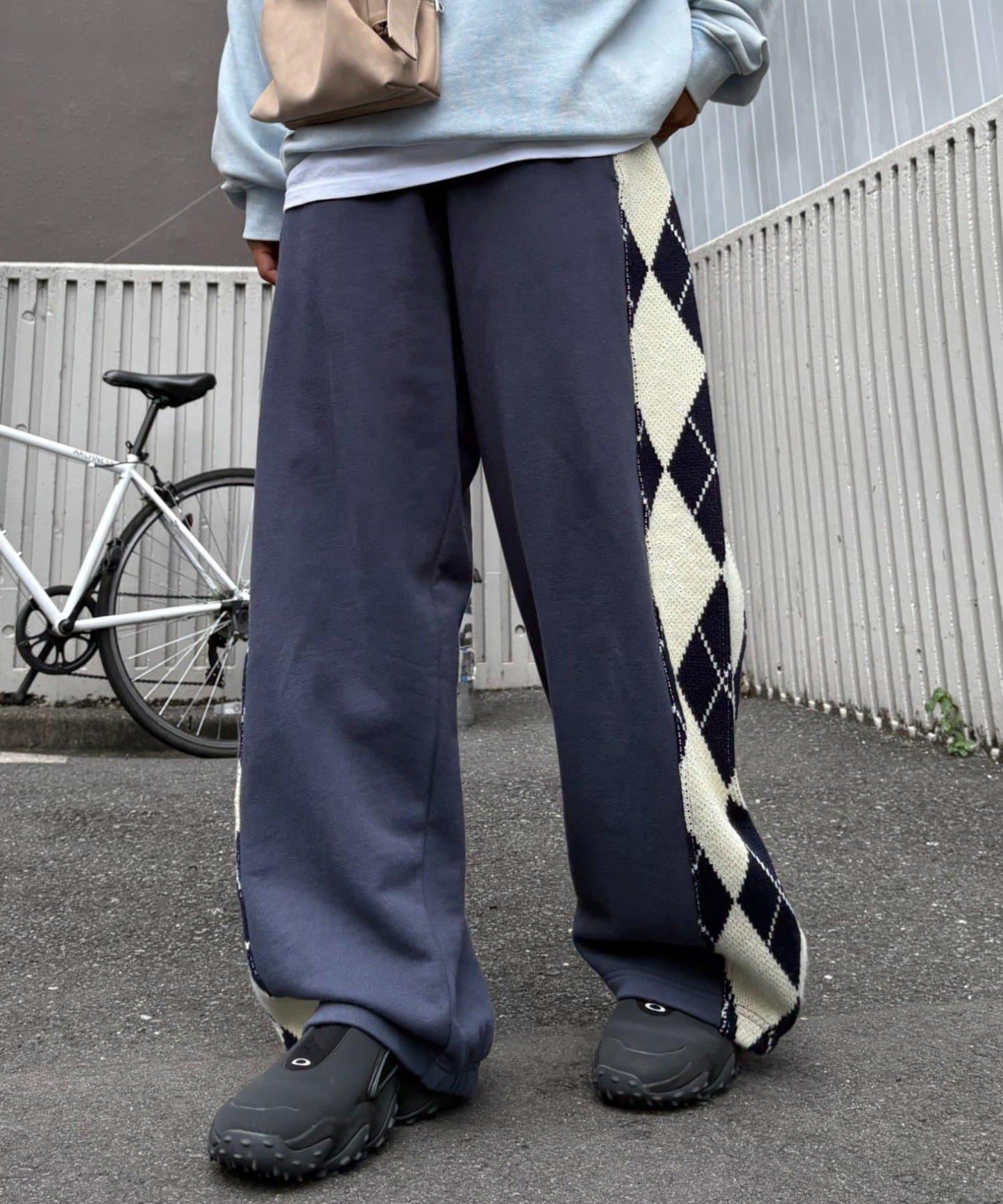 【男女通用】菱格紋針織運動褲