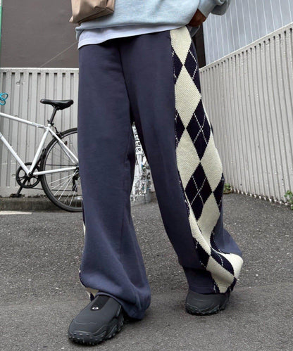 【男女通用】菱格紋針織運動褲