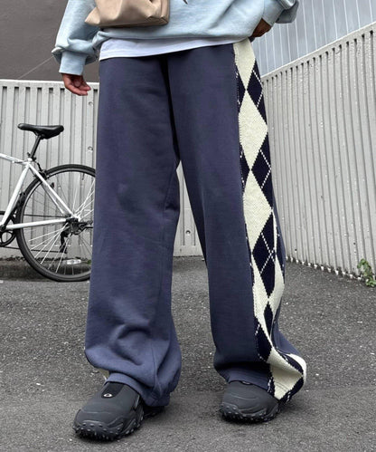 【男女通用】菱格紋針織運動褲