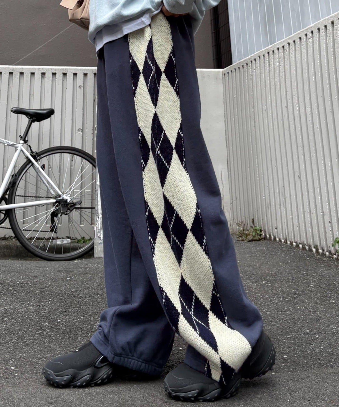 【男女通用】菱格紋針織運動褲