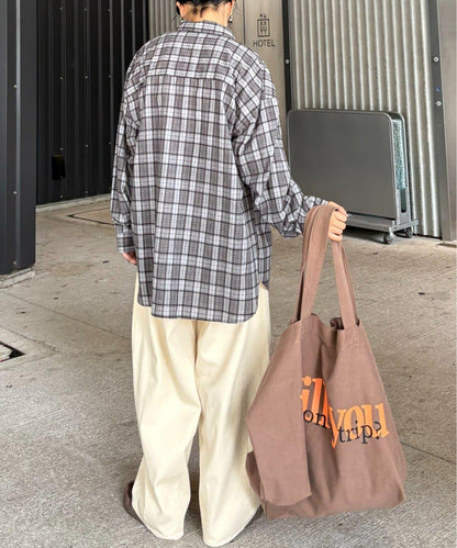 【男女通用】商場混紡長袖格子襯衫