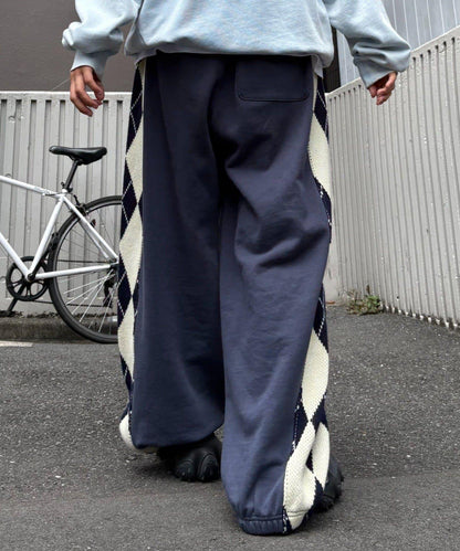 【男女通用】菱格紋針織運動褲