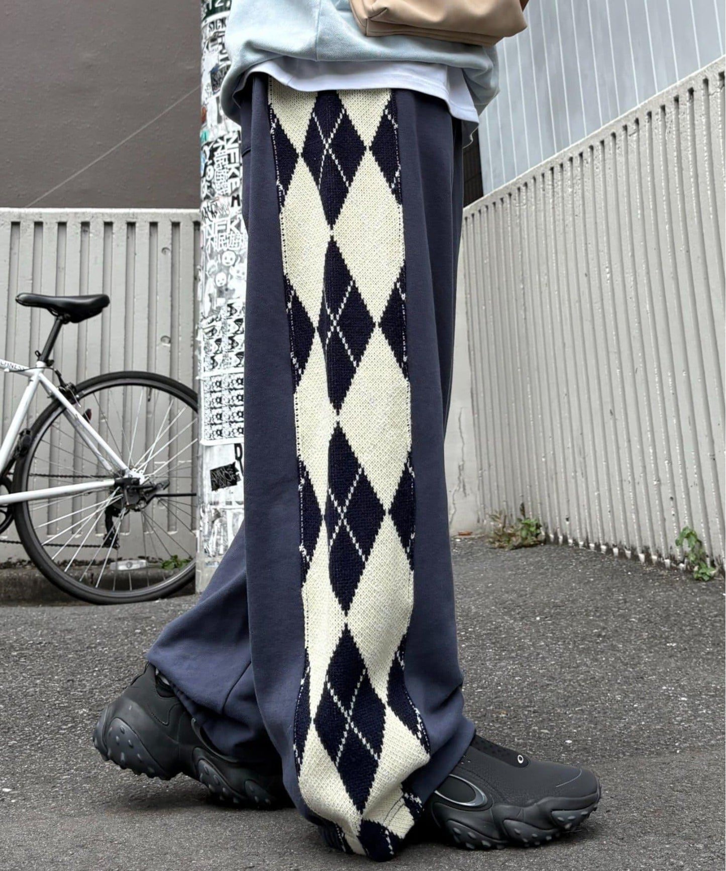 【男女通用】菱格紋針織運動褲