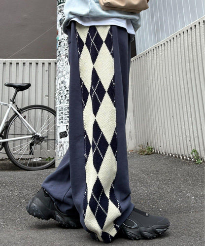 【男女通用】菱格紋針織運動褲