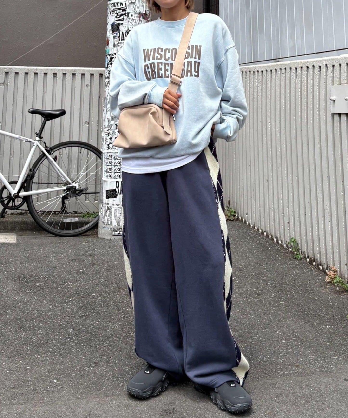 【男女通用】菱格紋針織運動褲