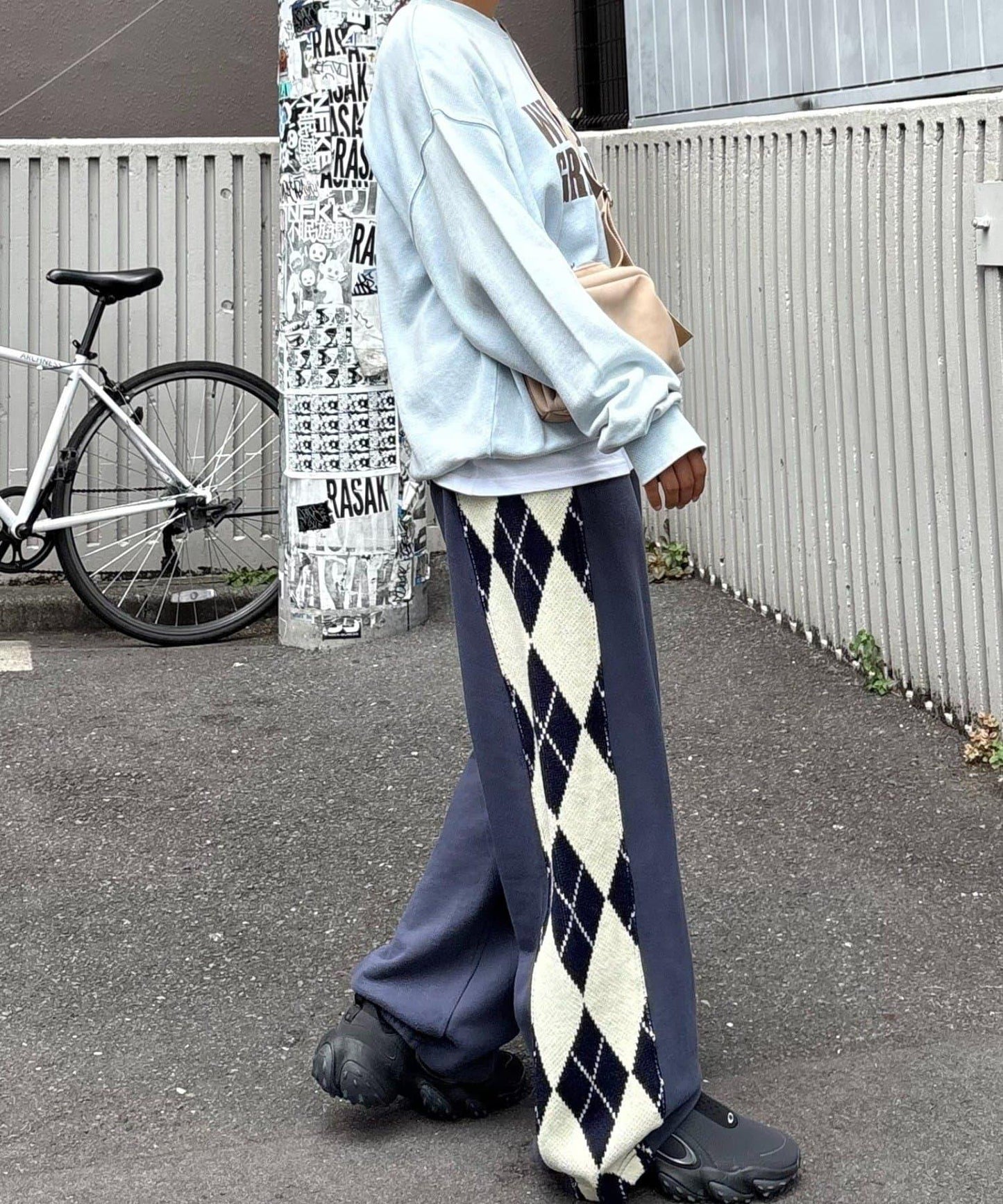 【男女通用】菱格紋針織運動褲