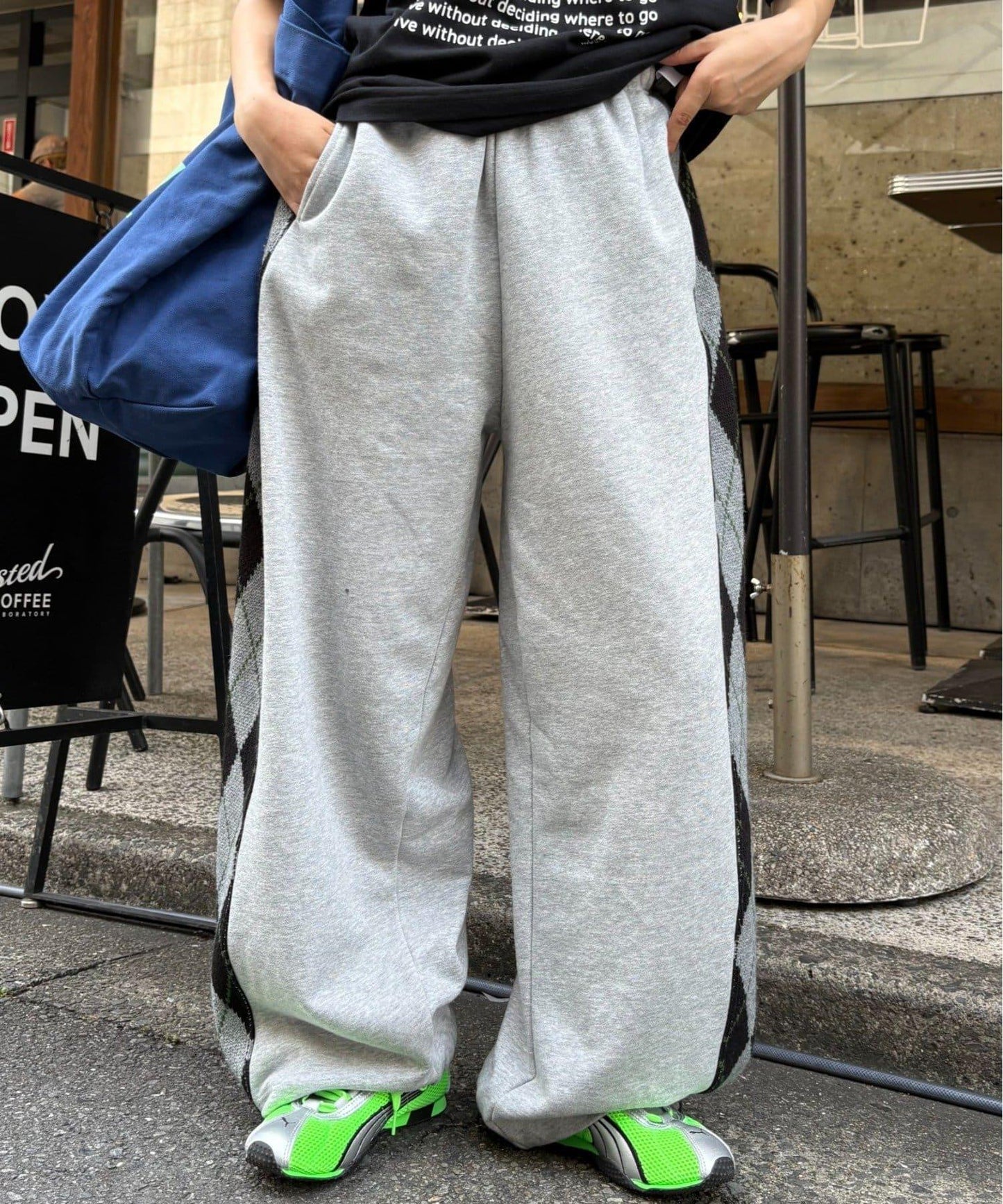 【男女通用】菱格紋針織運動褲