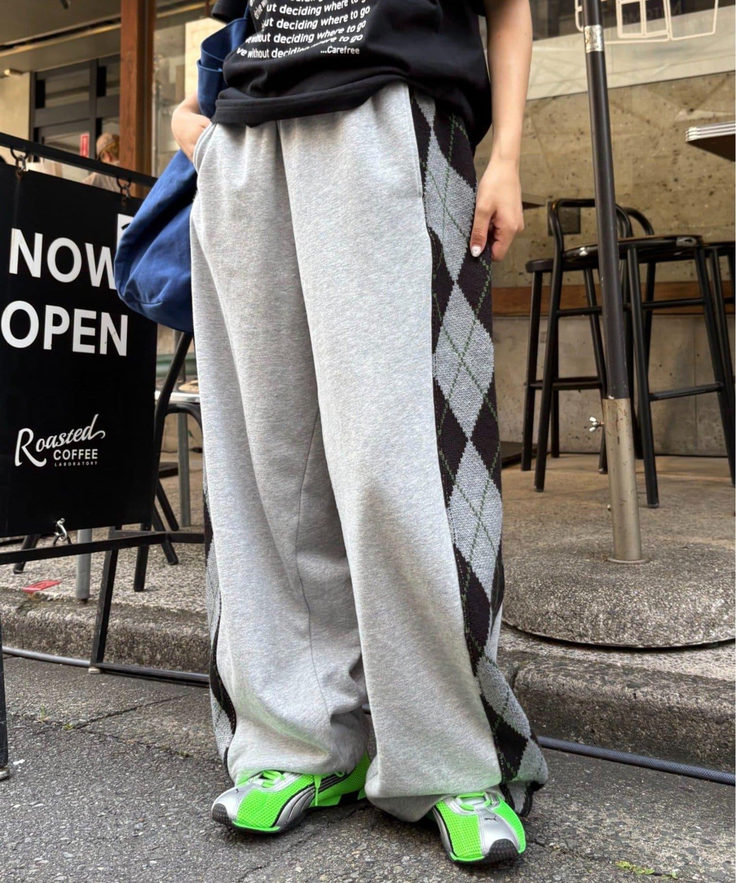 【男女通用】菱格紋針織運動褲