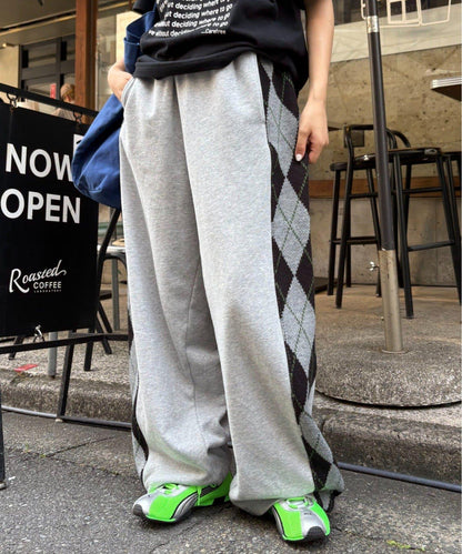 【男女通用】菱格紋針織運動褲