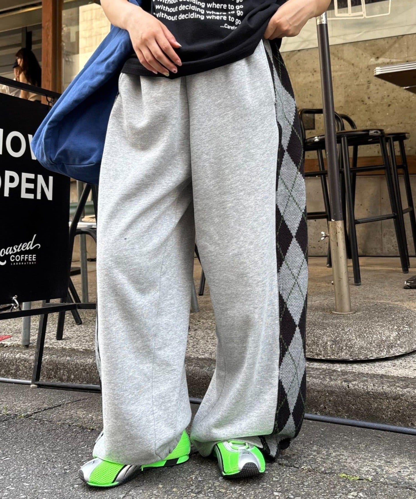 【男女通用】菱格紋針織運動褲