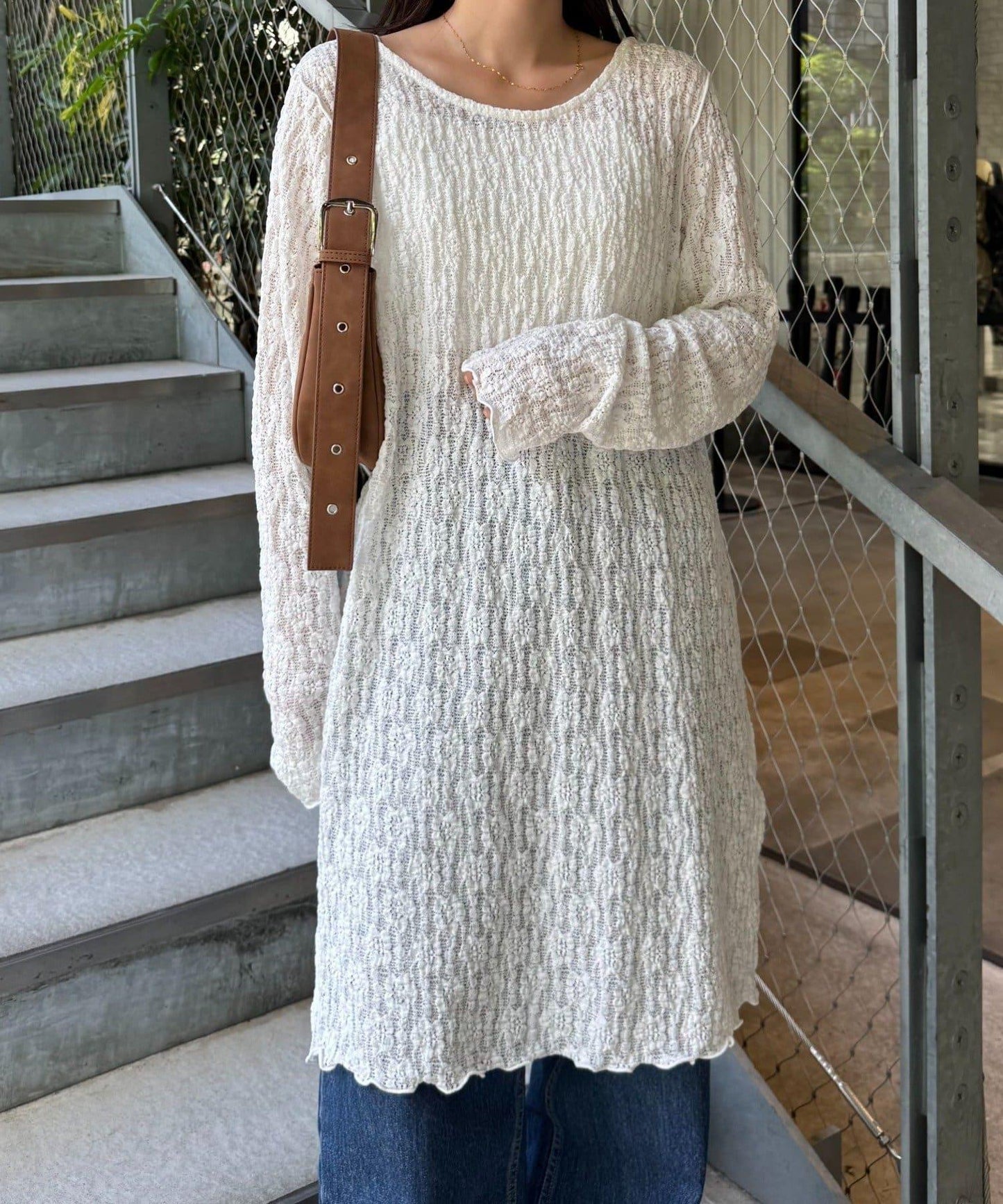 透視蕾絲連衣裙