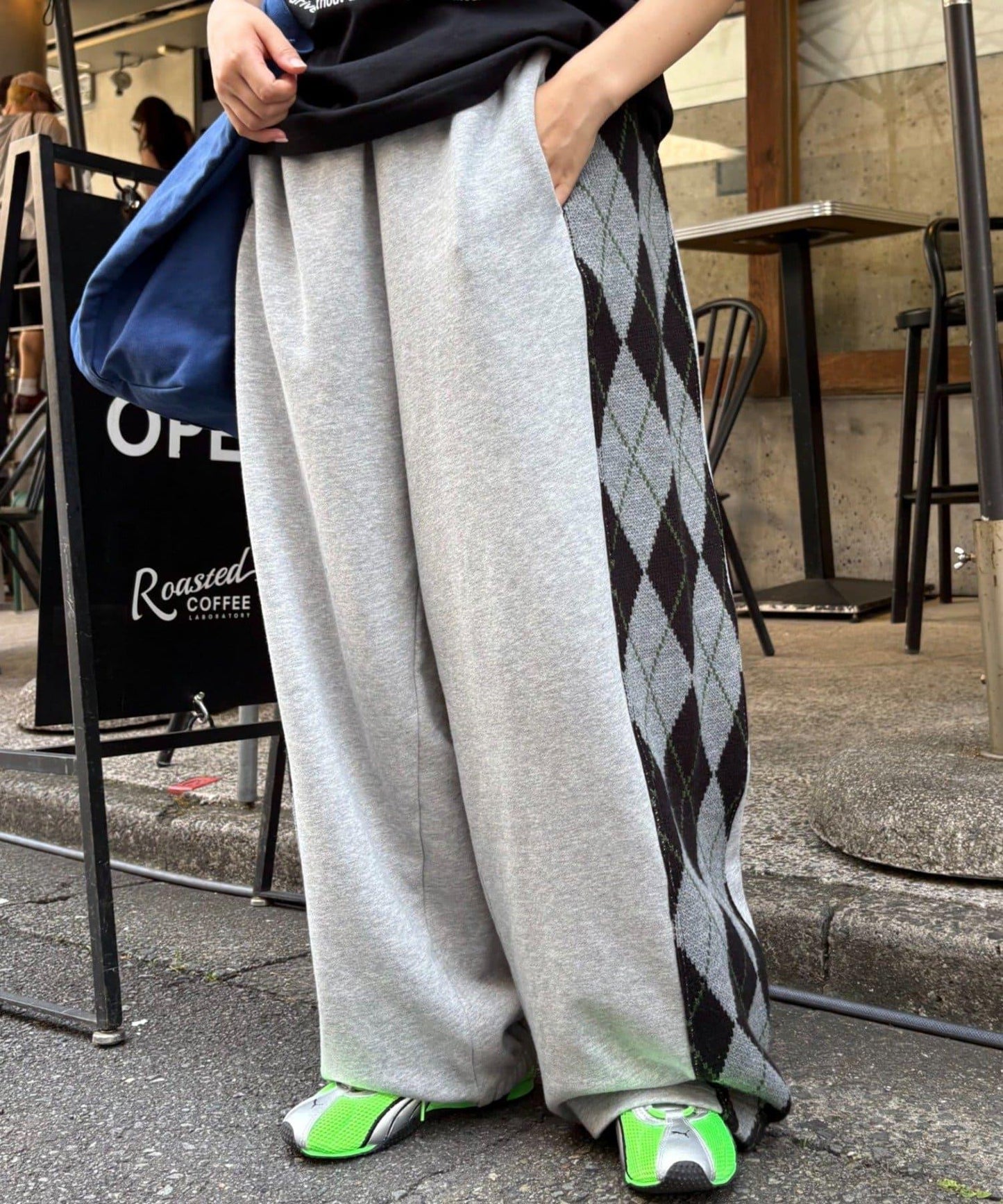 【男女通用】菱格紋針織運動褲