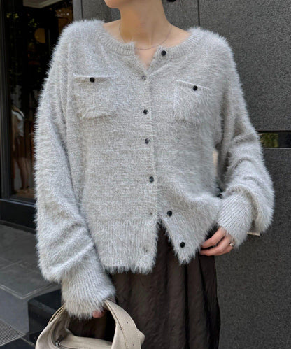 迷你口袋混紡羽絨開衫